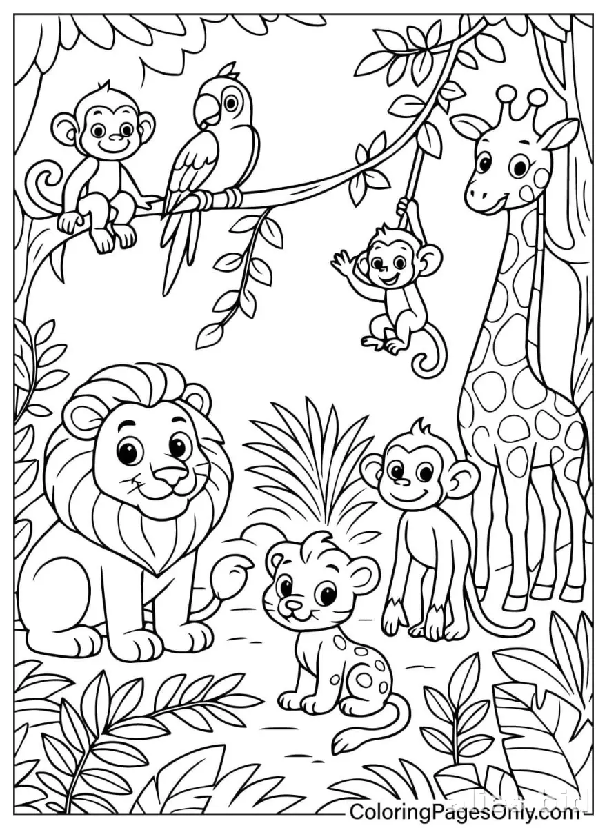 Free Printable Jungle Animal Coloring Pages Free Worksheet #19