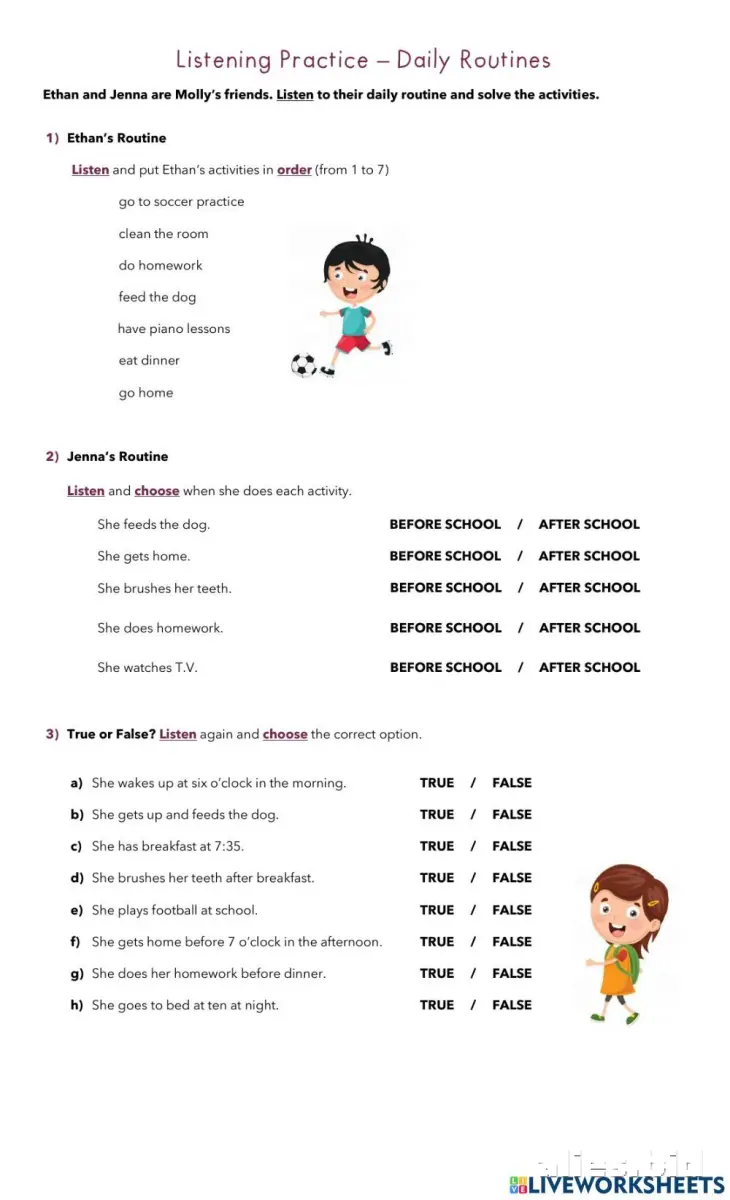 Free Printable Listening Activity Sheet For Kids Worksheet #17