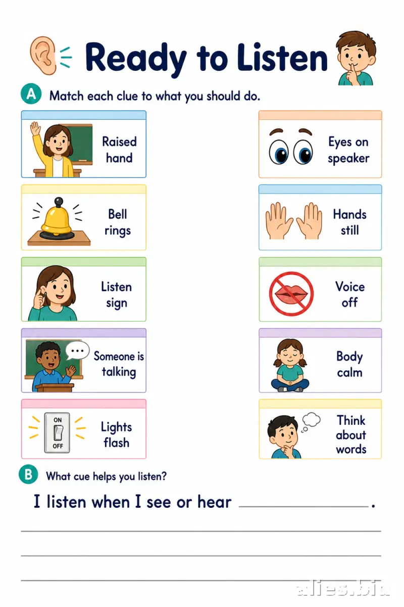 Free Printable Listening Activity Sheet For Kids Worksheet #2