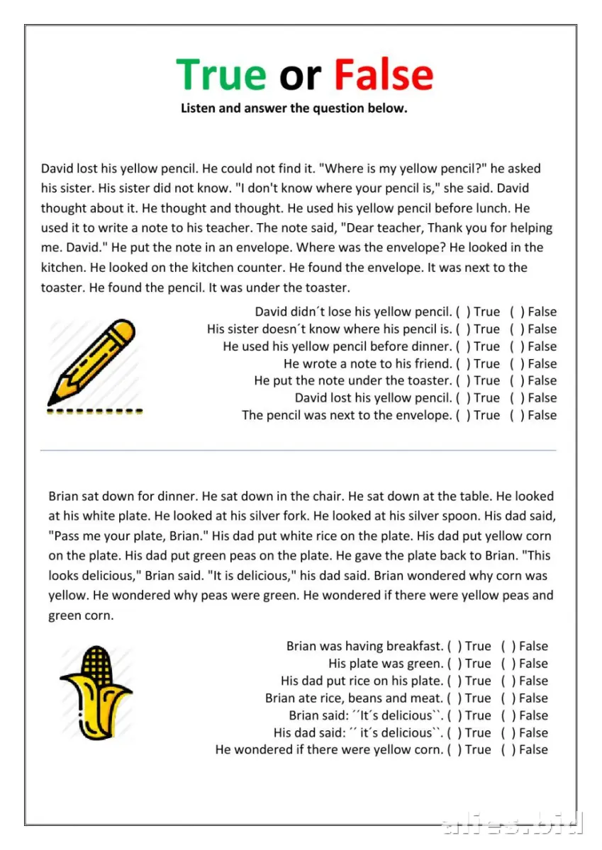 Free Printable Listening Activity Sheet For Kids Worksheet #5