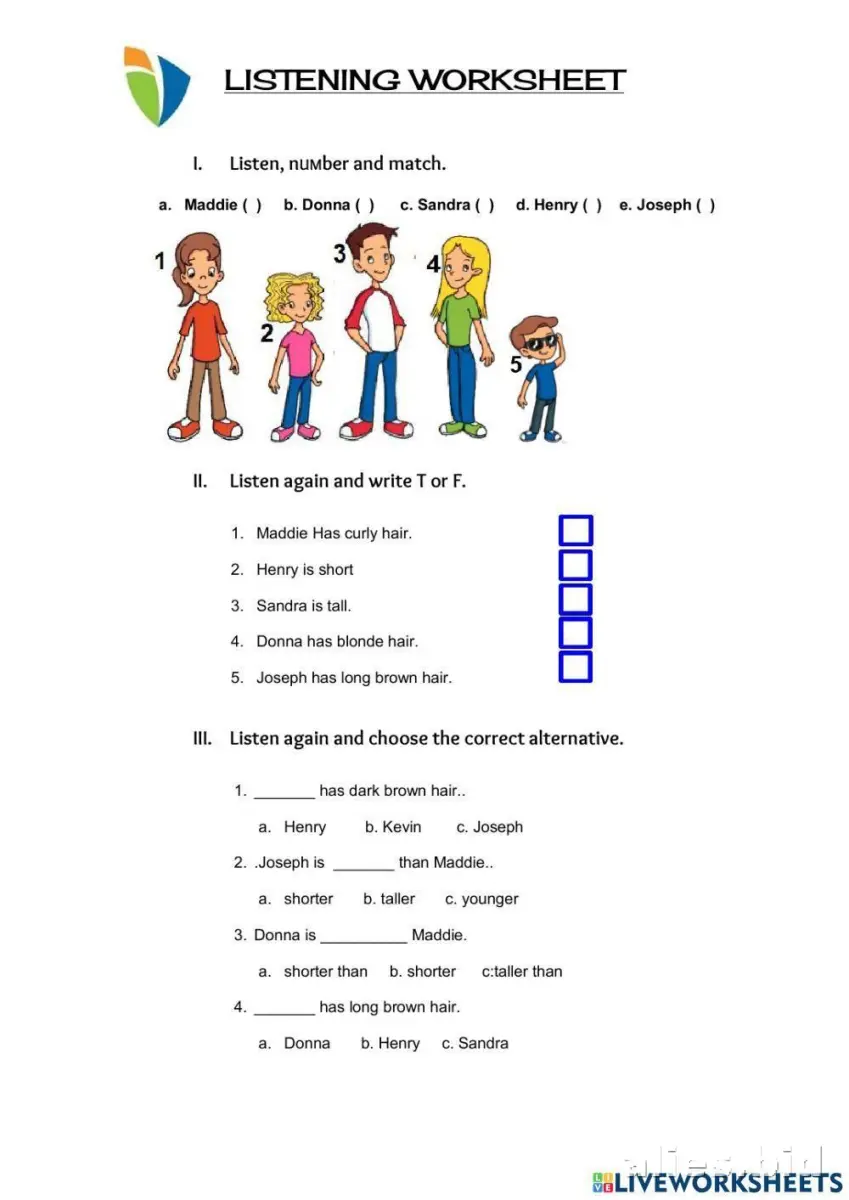 Free Printable Listening Activity Sheet For Kids Worksheet #9