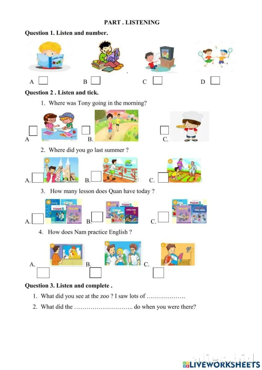Free Printable Listening Activity Sheet For Kids Worksheet #12