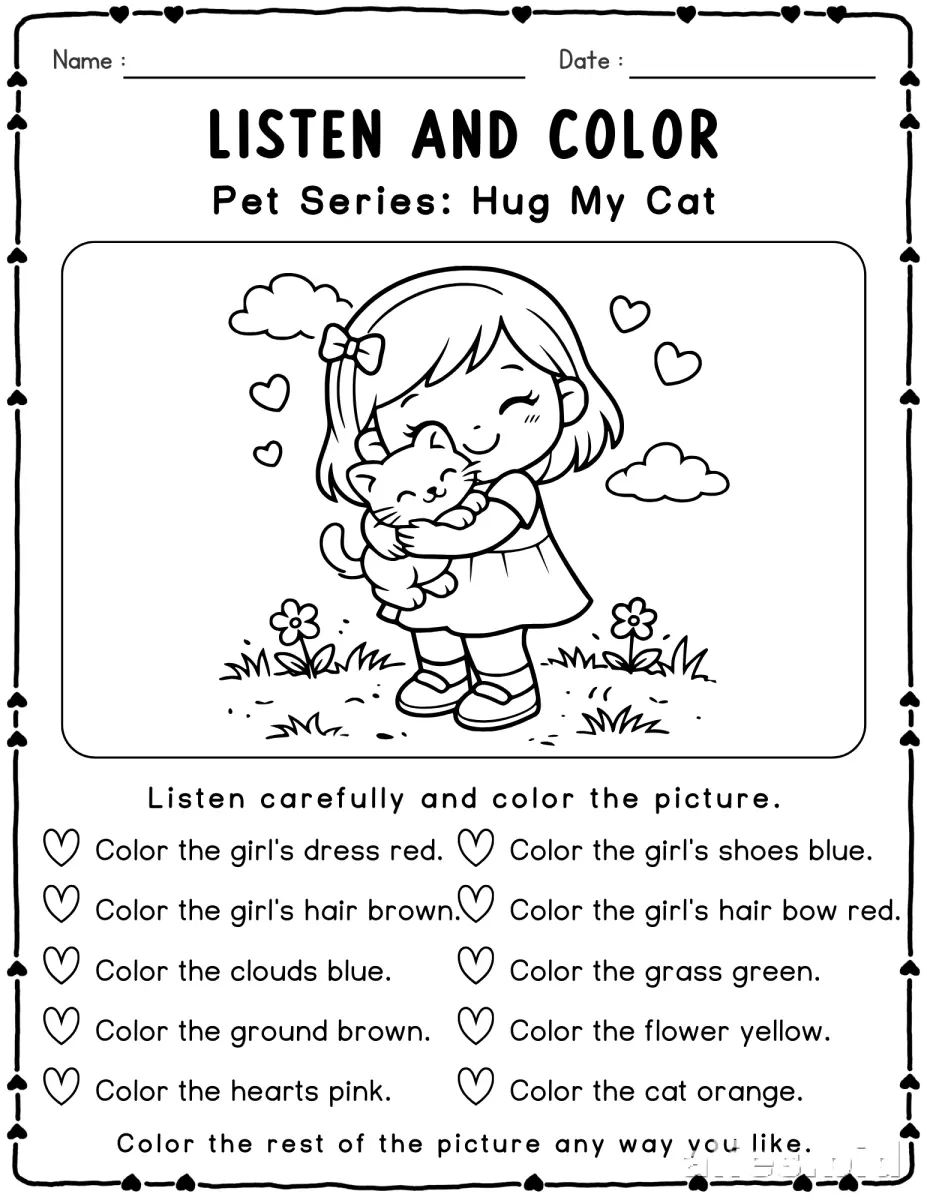 Free Printable Listening Activity Sheet For Kids Worksheet #6