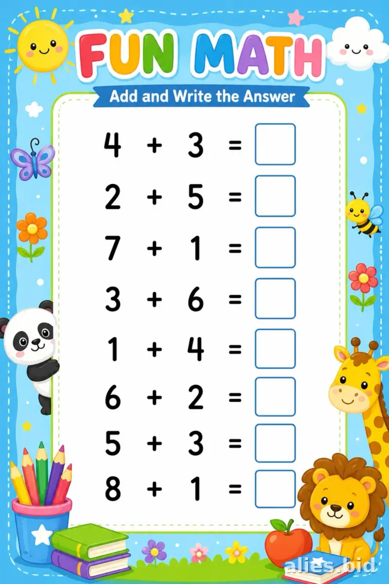 Free Printable Math Activity Sheet For Kids Free Worksheet #7