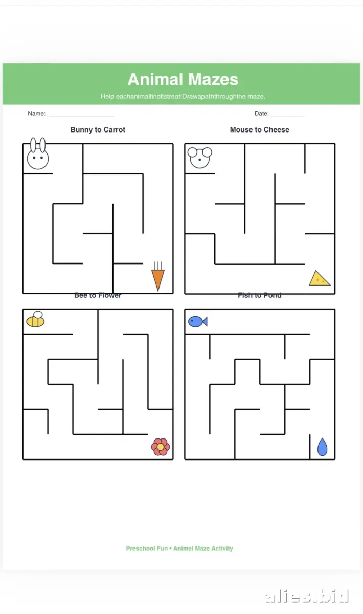 Free Printable Maze Activity Sheet For Children Worksheet #6