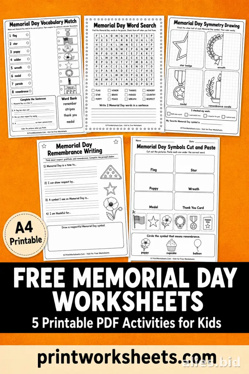 Free Printable Memorial Day Worksheet Free #3