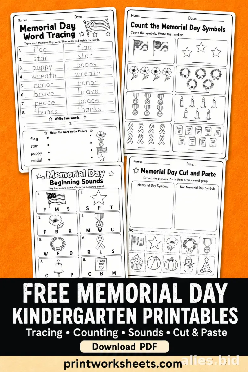 Free Printable Memorial Day Worksheet Free #6