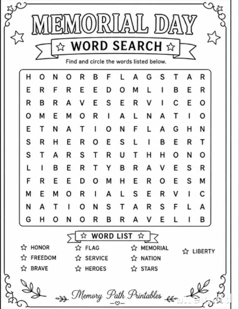 Free Printable Memorial Day Worksheet Free #9