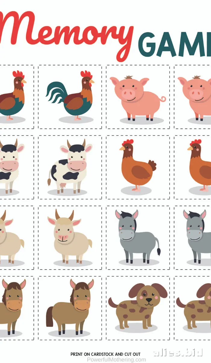 Memory Game Printable Worksheets for Kids