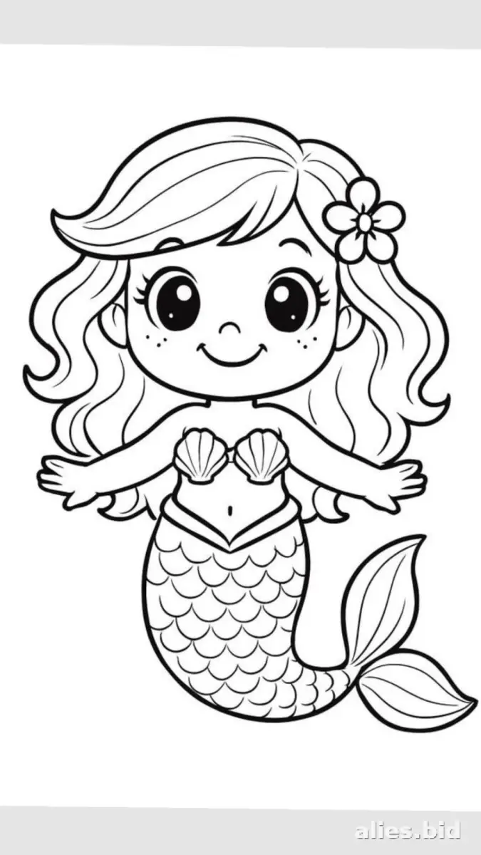 Free Printable Mermaid Coloring Pages For Kids Worksheet #7