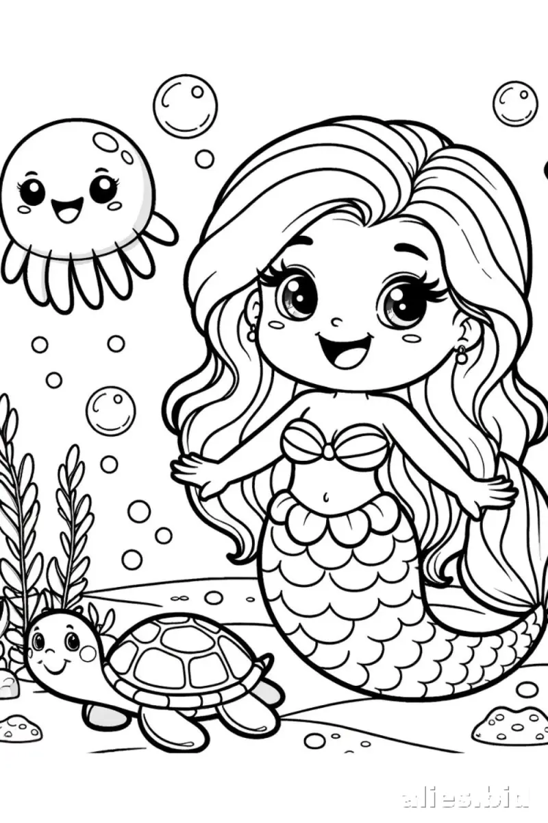 Free Printable Mermaid Coloring Pages For Kids Worksheet #4