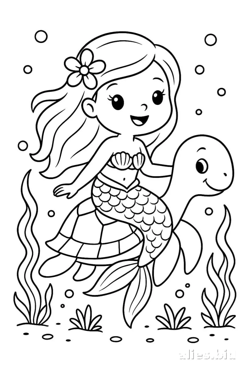 Free Printable Mermaid Coloring Pages For Kids Worksheet #6