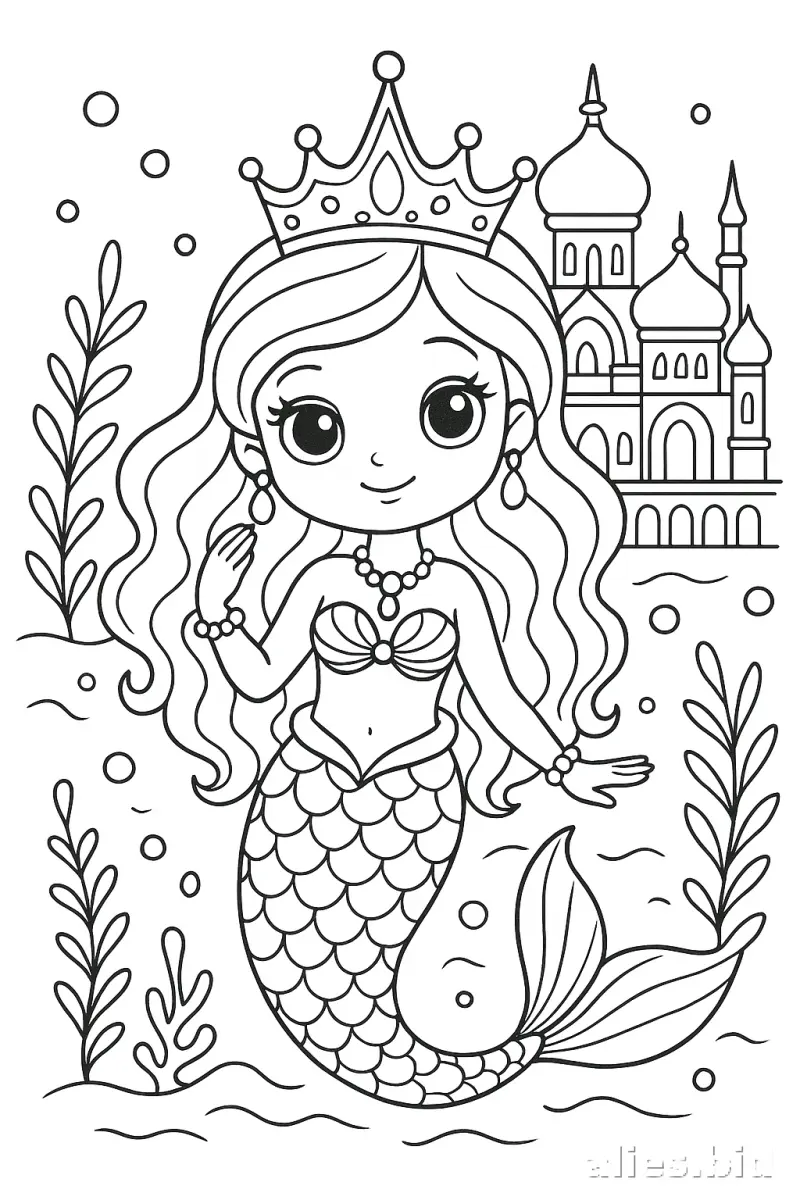 Free Printable Mermaid Coloring Pages For Kids Worksheet #19