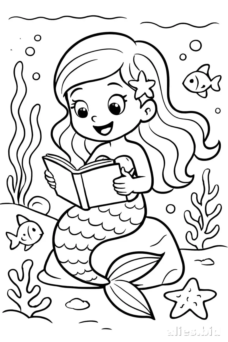 Free Printable Mermaid Coloring Pages For Kids Worksheet #20