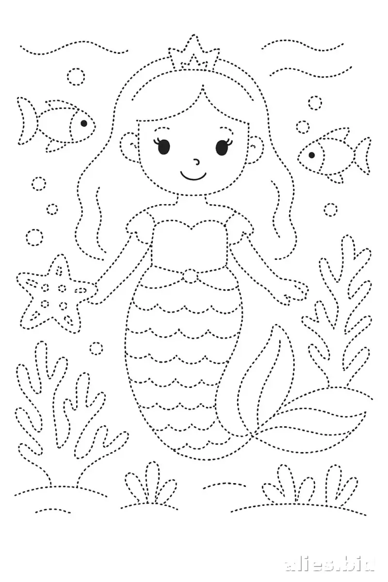 Free Printable Mermaid Coloring Pages For Kids Worksheet #22