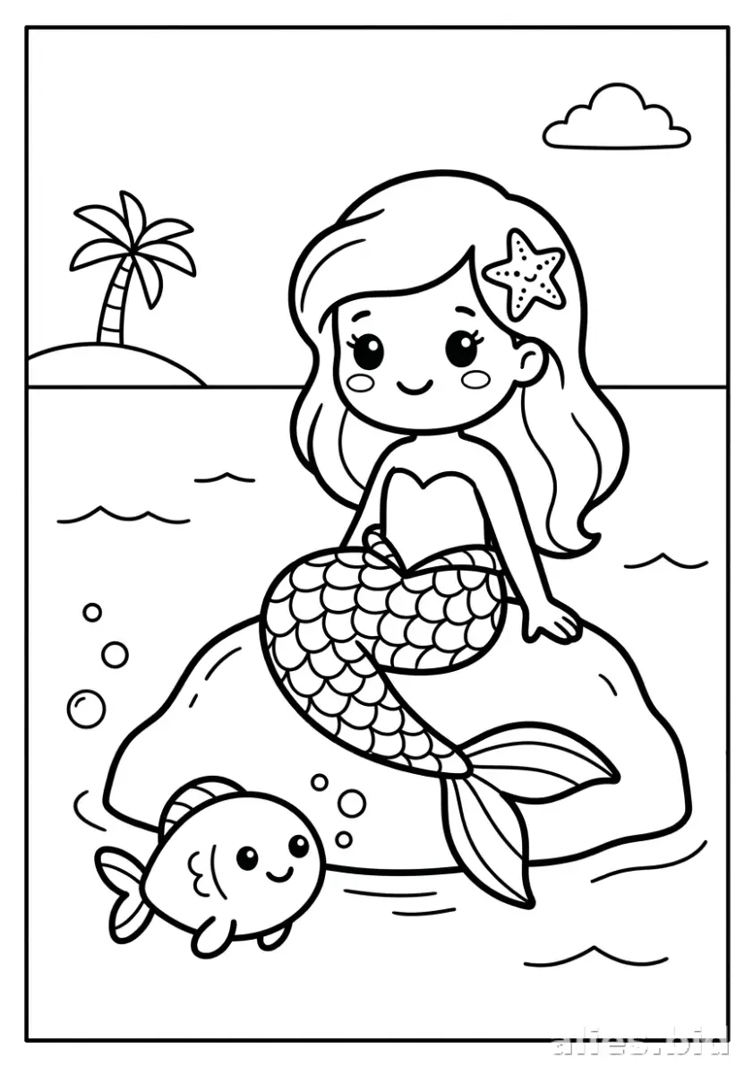 Free Printable Mermaid Coloring Pages For Kids Worksheet #14