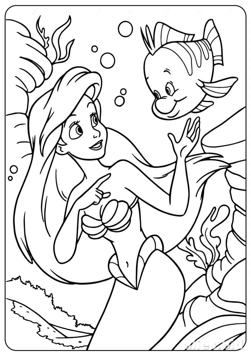 Free Printable Mermaid Coloring Pages For Kids Worksheet #15