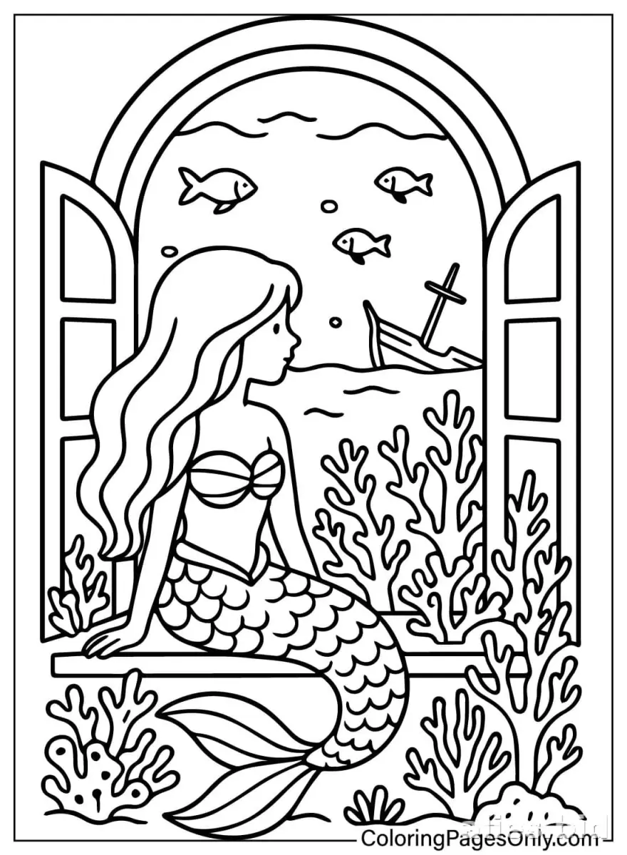 Free Printable Mermaid Coloring Pages For Kids Worksheet #5