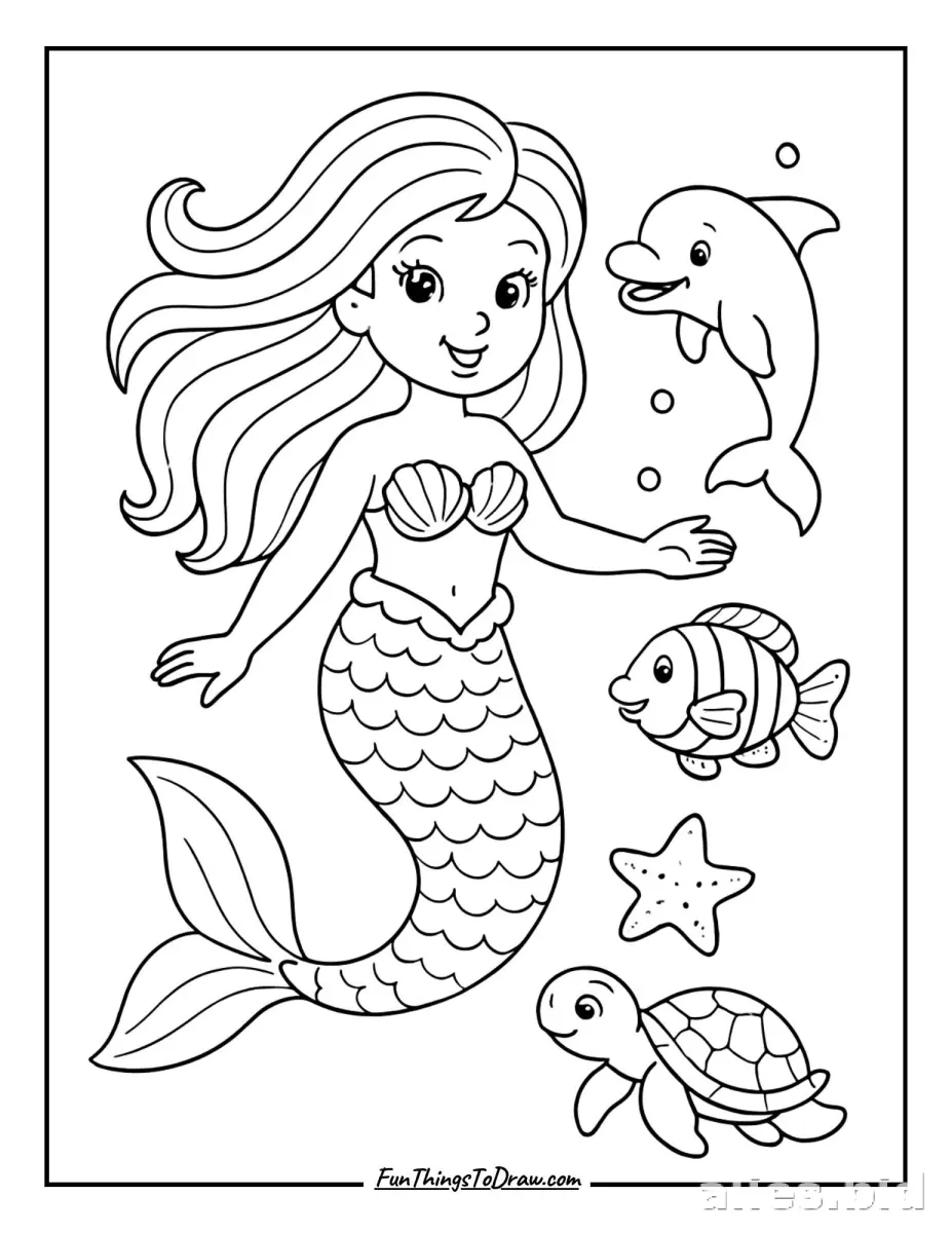 Free Printable Mermaid Coloring Pages For Kids Worksheet #18