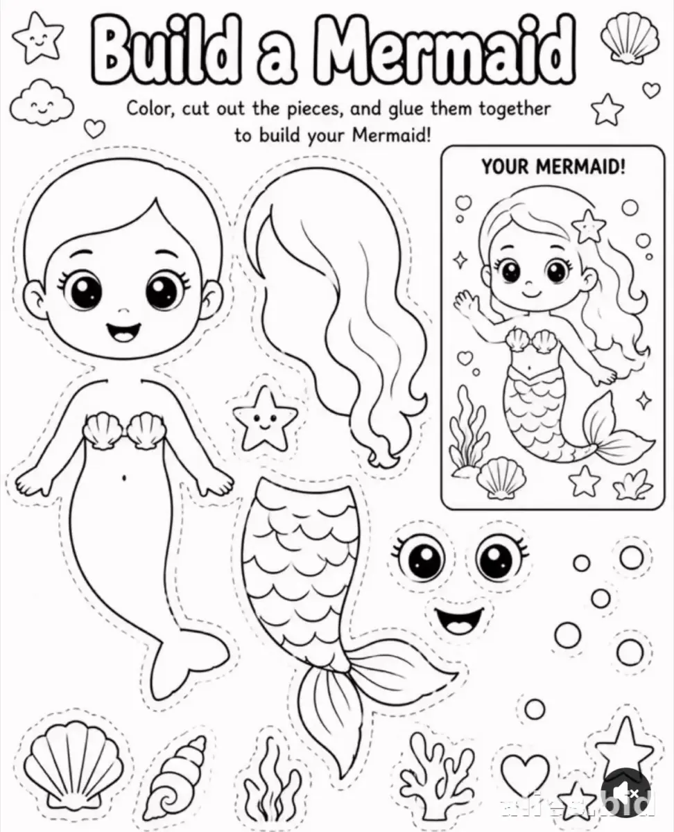 Free Printable Mermaid Coloring Pages For Kids Worksheet #9