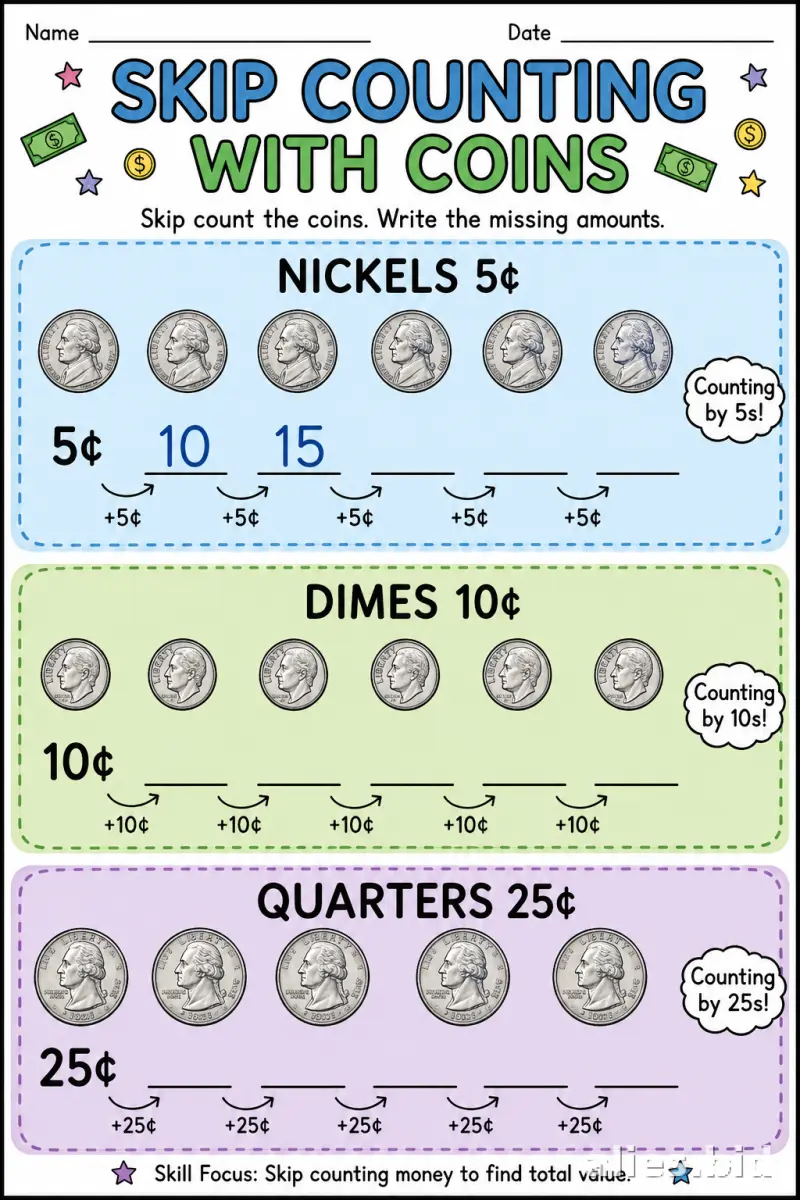 Money Counting Worksheet Printable #4