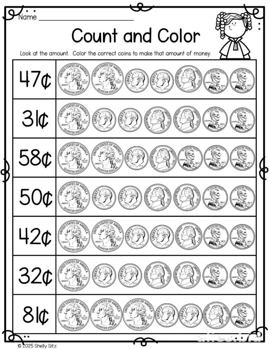 Money Counting Worksheet Printable #2
