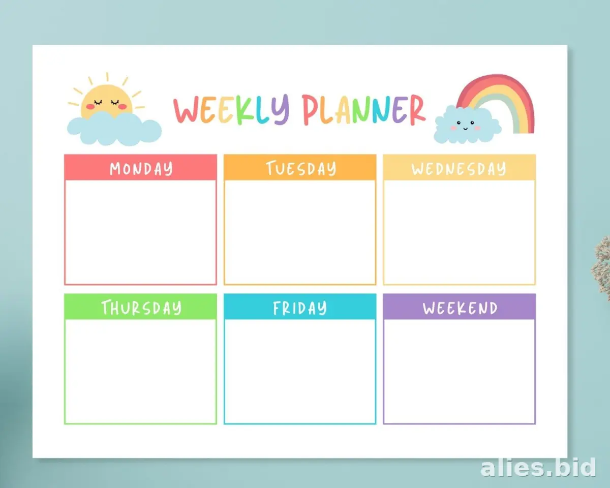 Free Printable Monthly Planner Template For Kids Free Worksheet #17