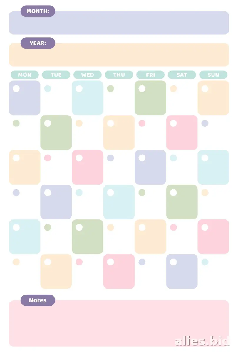 Free Printable Monthly Planner Template For Kids Free Worksheet #7