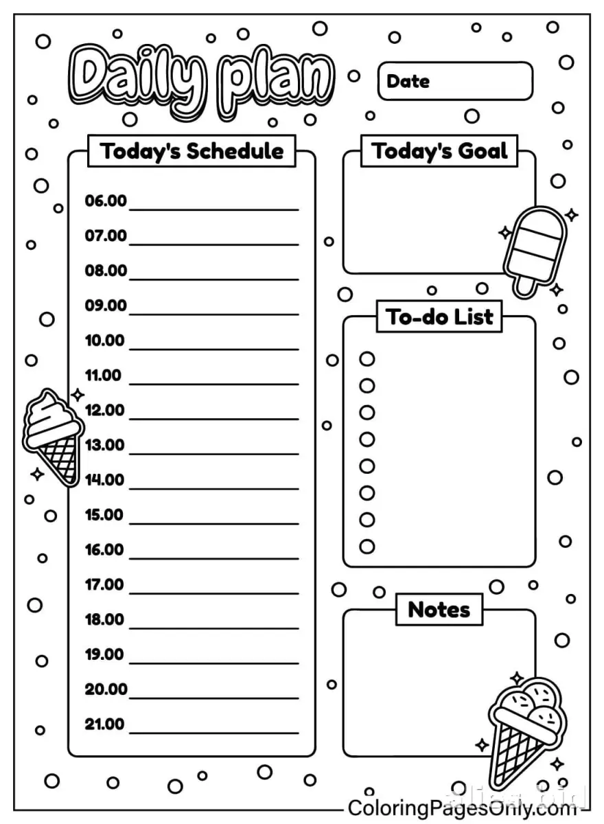 Free Printable Monthly Planner Template For Kids Free Worksheet #16