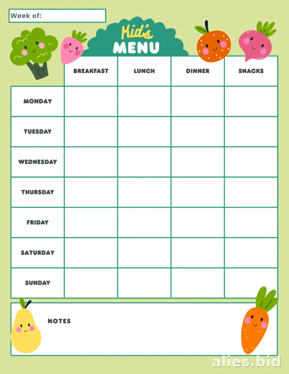 Free Printable Monthly Planner Template For Kids Free Worksheet #23