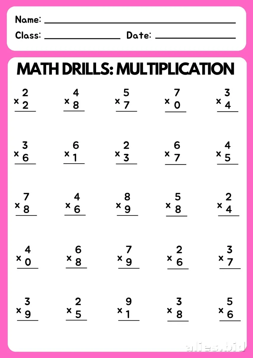 Free Printable Multiplication Worksheet For Beginners #2