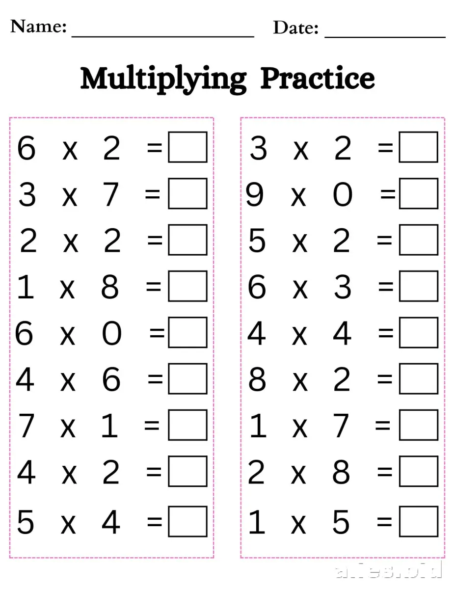 Free Printable Multiplication Worksheet For Beginners #8