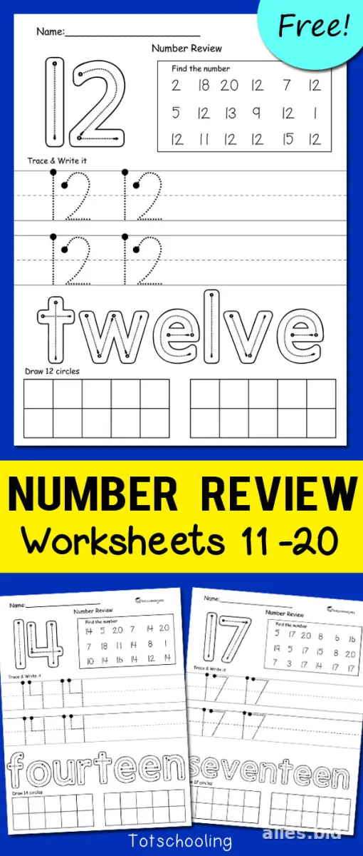 Number Tracing Worksheets 1-20 Printable #2