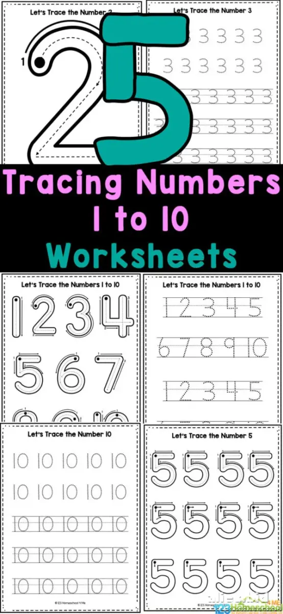 Number Tracing Worksheets 1-20 Printable #13