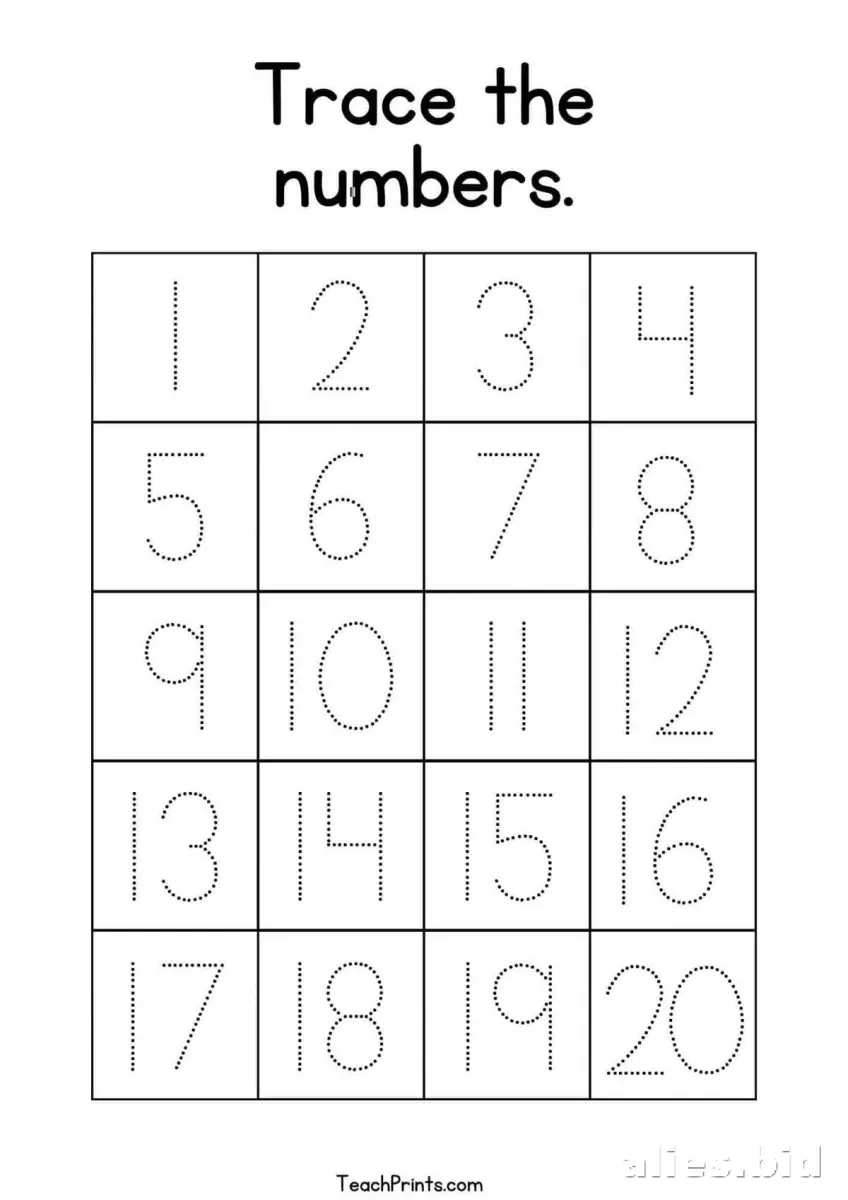Number Tracing Worksheets 1-20 Printable #6