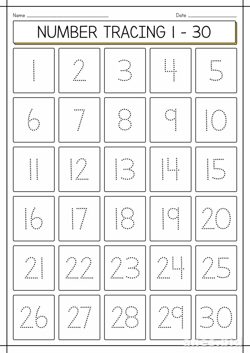 Number Tracing Worksheets 1-20 Printable #7