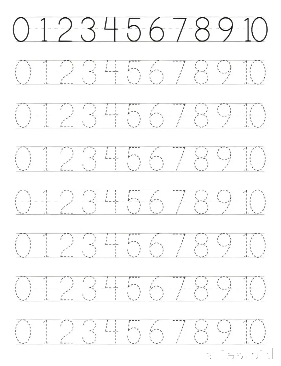 Number Tracing Worksheets 1-20 Printable #3