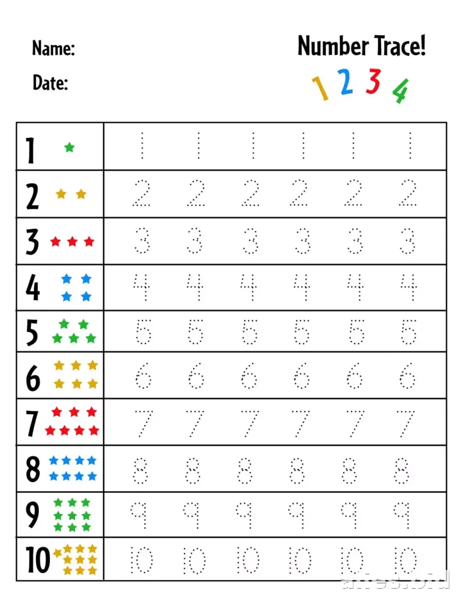 Number Tracing Worksheets 1-20 Printable #10