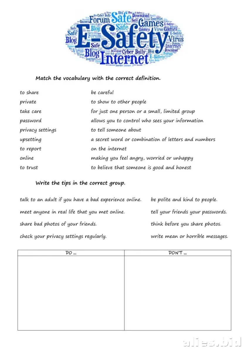 Free Printable Online Safety Worksheet Free #13