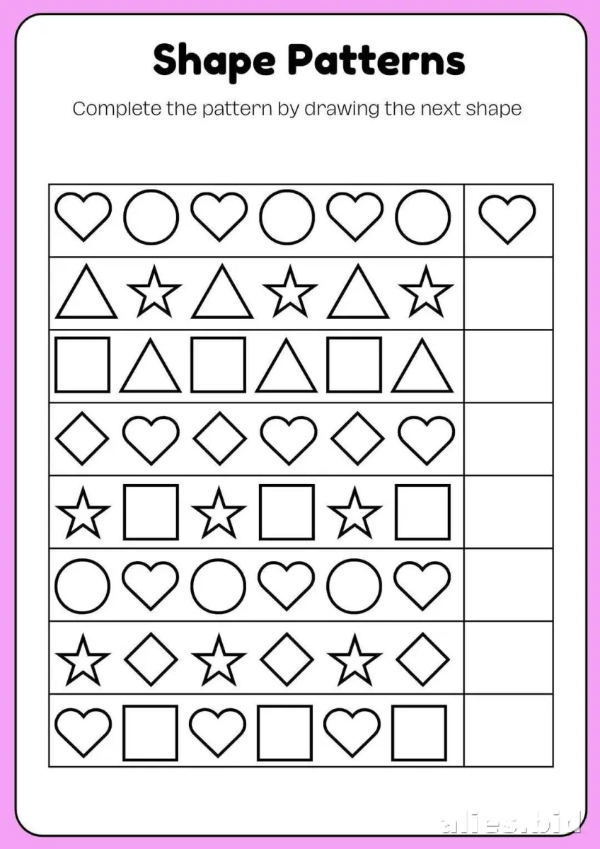 Free Printable Pattern Activity Sheet For Kids Worksheet #5