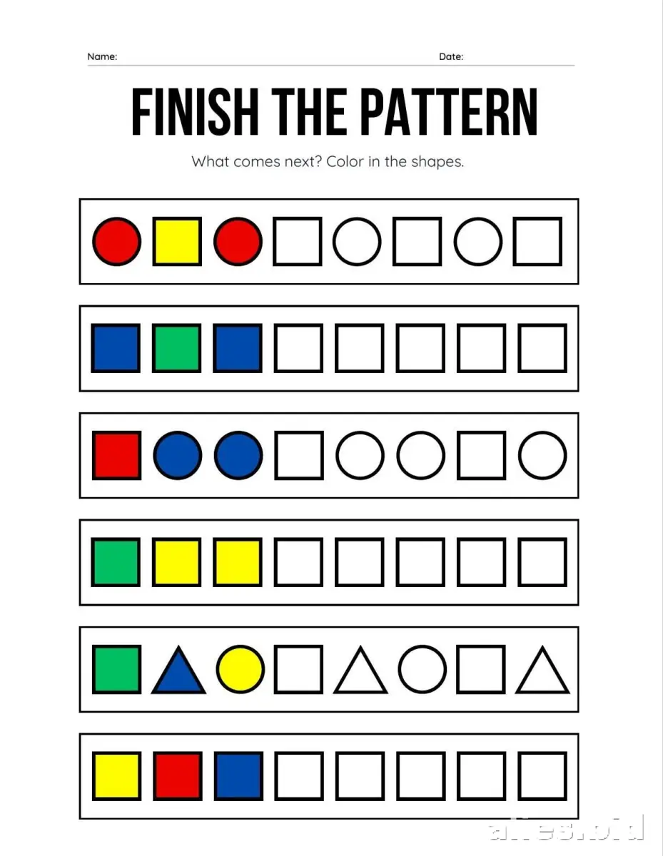 Free Printable Pattern Activity Sheet For Kids Worksheet #11