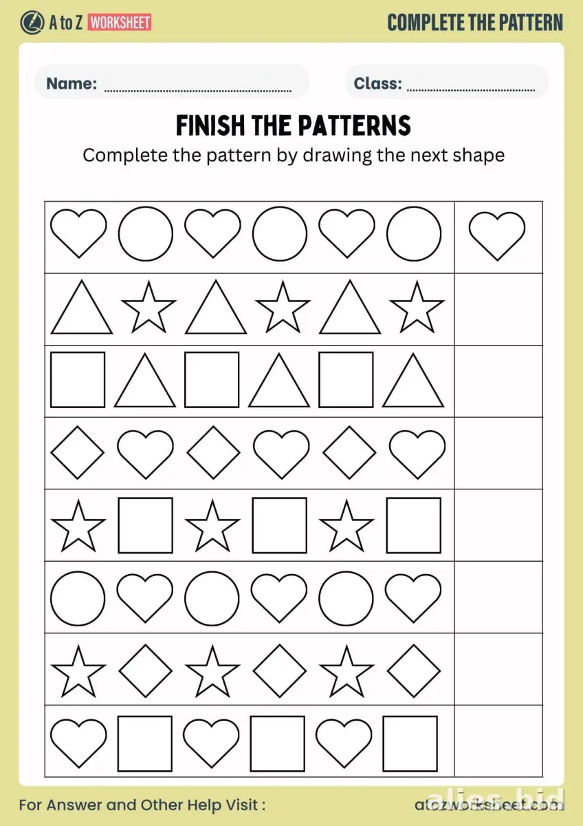Patterns Worksheet For Preschool Printable #7