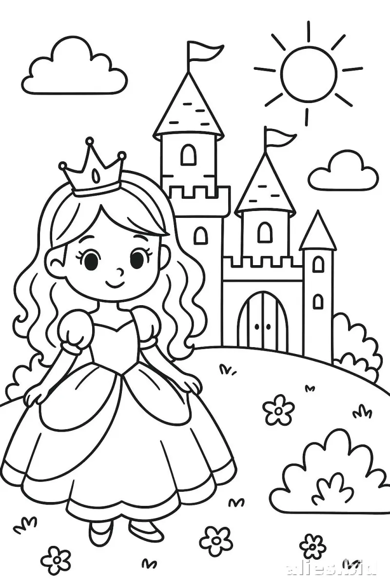 Free Printable Princess Coloring Pages For Toddlers Worksheet #5
