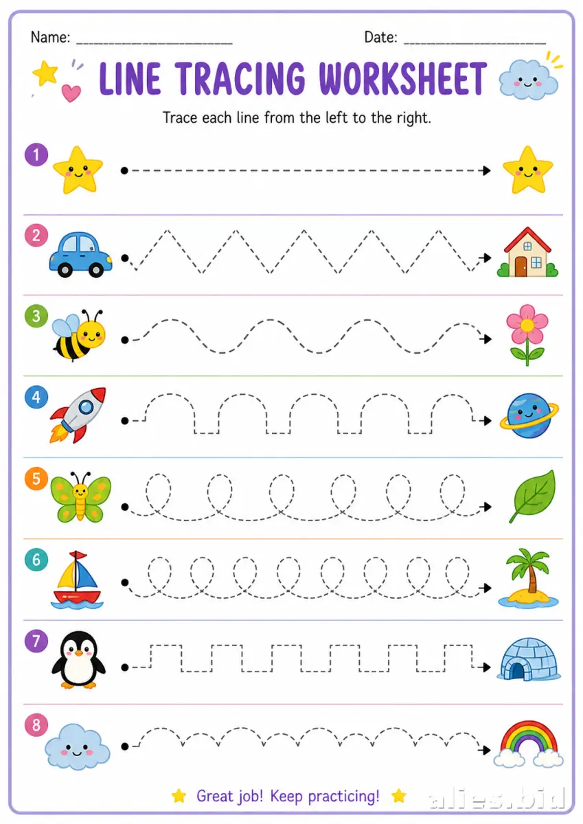 Printable Tracing Letters Worksheet For Preschoolers #8