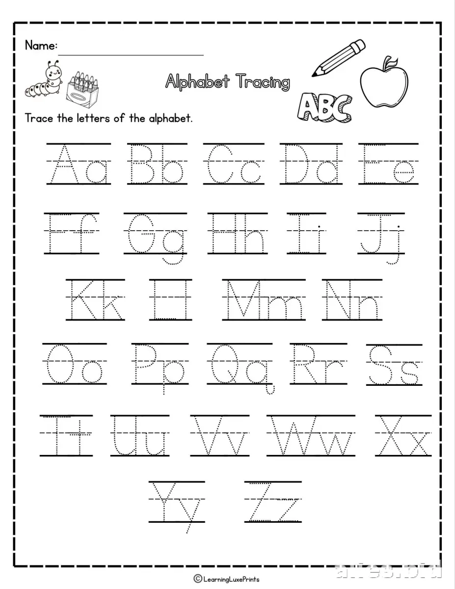 Printable Tracing Letters Worksheet For Preschoolers #3