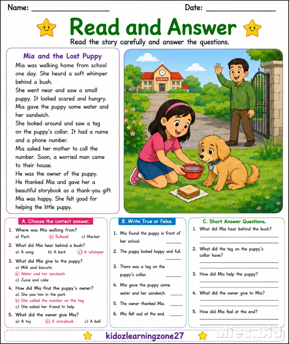 Free Printable Reading Activity Sheet For Kids Free Worksheet #9