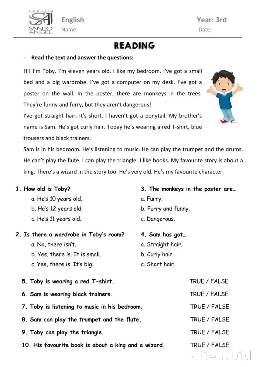 Free Printable Reading Activity Sheet For Kids Free Worksheet #4
