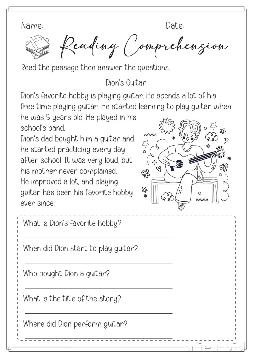 Free Printable Reading Comprehension Worksheet Grade 2 #3