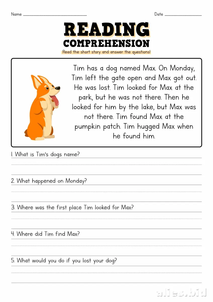 Free Printable Reading Comprehension Worksheet Grade 2 #12