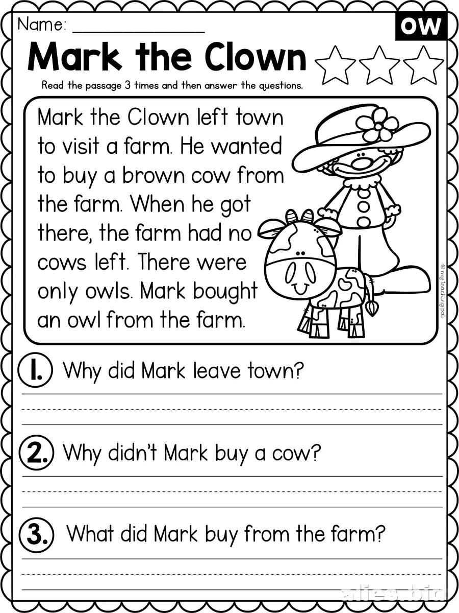 Free Printable Reading Comprehension Worksheet Grade 2 #10